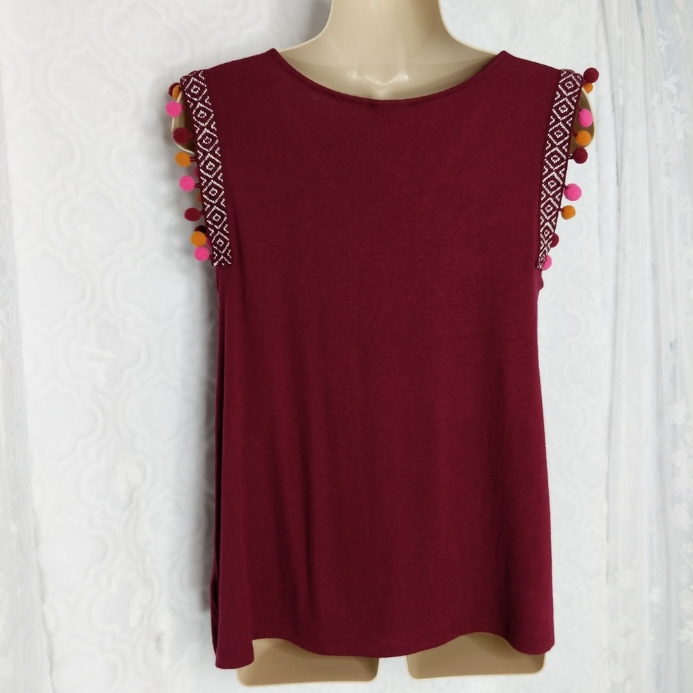 A New Day Pom Pom Shoulder Swing Tank - S & 1x - Picture 6 of 8
